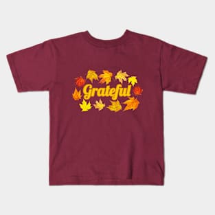 Grateful with Leaf Wreath Kids T-Shirt